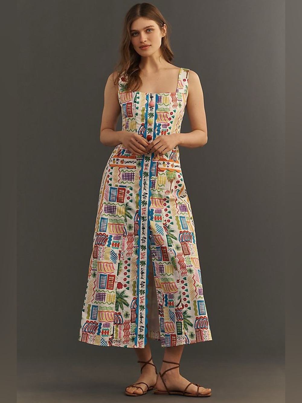 Anthropologie CeliaB Bunya Sleeveless Square-Neck Maxi Dress S NWT